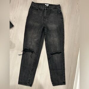 BP Charcoal Black High Rise Ripped Jeans